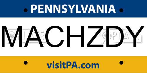 MACHZDY Pennsylvania License Plate
