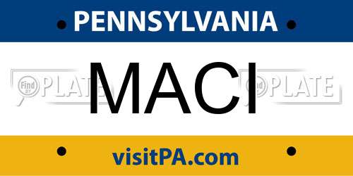 MACI Pennsylvania License Plate