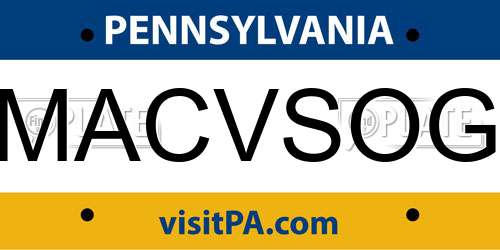 MACVSOG Pennsylvania License Plate