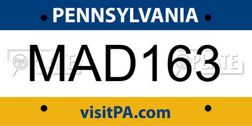 MAD163 Pennsylvania License Plate