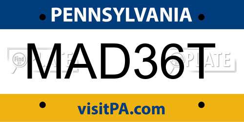 MAD36T Pennsylvania License Plate
