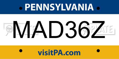 MAD36Z Pennsylvania License Plate