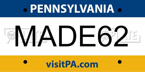 MADE62 Pennsylvania License Plate