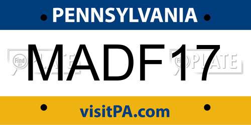 MADF17 Pennsylvania License Plate