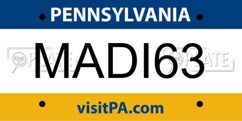 MADI63 Pennsylvania License Plate