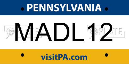 MADL12 Pennsylvania License Plate