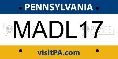 MADL17 Pennsylvania License Plate
