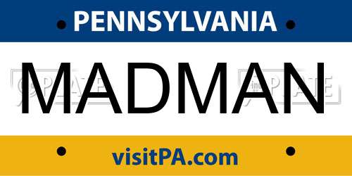 MADMAN Pennsylvania License Plate