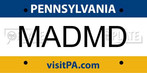 MADMD Pennsylvania License Plate