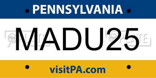 MADU25 Pennsylvania License Plate