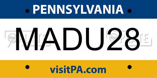 MADU28 Pennsylvania License Plate