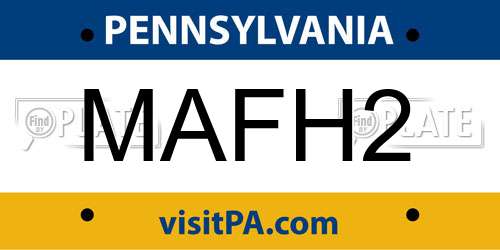 MAFH2 Pennsylvania License Plate
