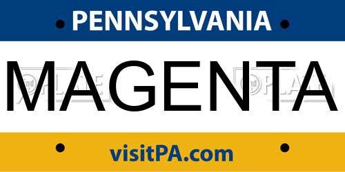 MAGENTA Pennsylvania License Plate