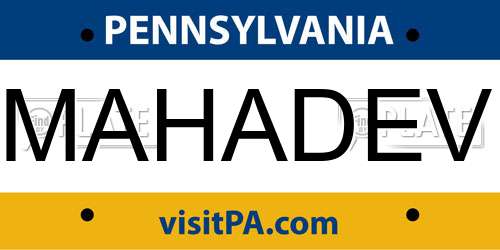 MAHADEV Pennsylvania License Plate