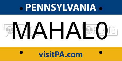 MAHAL0 Pennsylvania License Plate