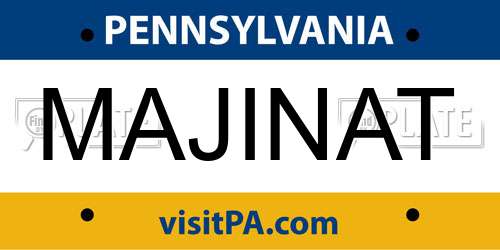MAJINAT Pennsylvania License Plate