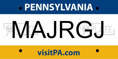 MAJRGJ Pennsylvania License Plate