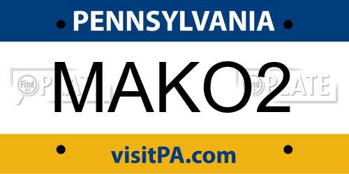 MAKO2 Pennsylvania License Plate