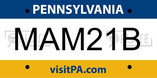 MAM21B Pennsylvania License Plate