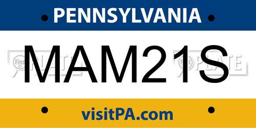 MAM21S Pennsylvania License Plate