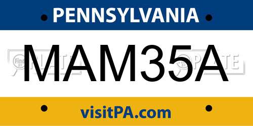 MAM35A Pennsylvania License Plate