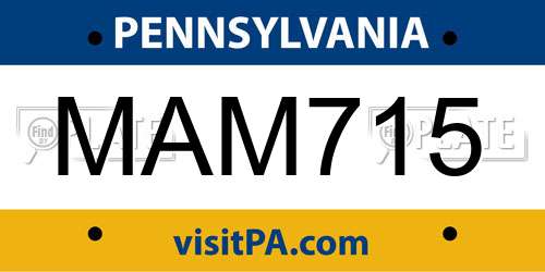 MAM715 Pennsylvania License Plate