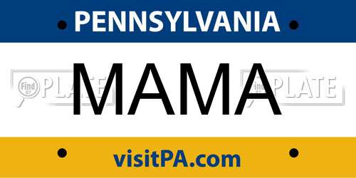 MAMA Pennsylvania License Plate
