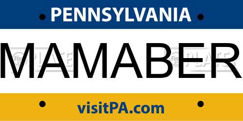 MAMABER Pennsylvania License Plate