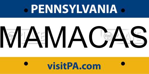 MAMACAS Pennsylvania License Plate