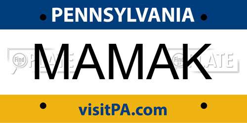 MAMAK Pennsylvania License Plate