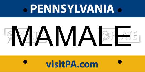 MAMALE Pennsylvania License Plate