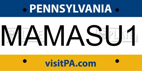 MAMASU1 Pennsylvania License Plate