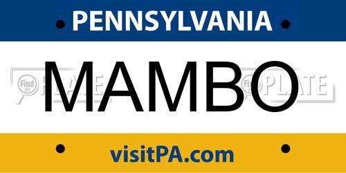 MAMBO Pennsylvania License Plate