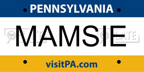 MAMSIE Pennsylvania License Plate