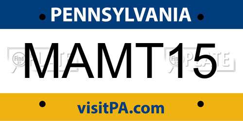 MAMT15 Pennsylvania License Plate