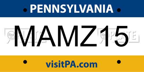 MAMZ15 Pennsylvania License Plate