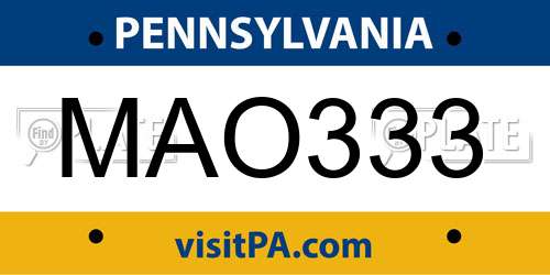 MAO333 Pennsylvania License Plate