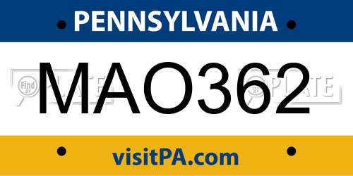 MAO362 Pennsylvania License Plate