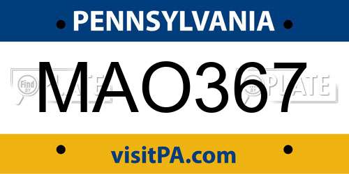 MAO367 Pennsylvania License Plate