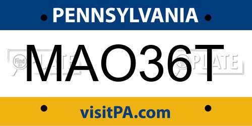 MAO36T Pennsylvania License Plate