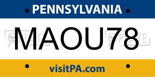 MAOU78 Pennsylvania License Plate