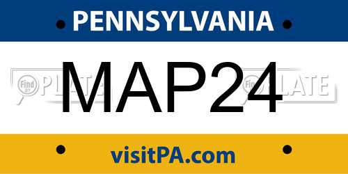 MAP24 Pennsylvania License Plate