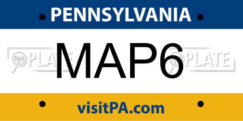 MAP6 Pennsylvania License Plate