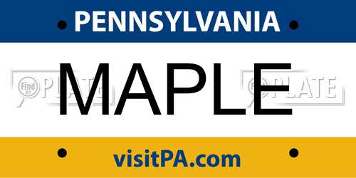 MAPLE Pennsylvania License Plate