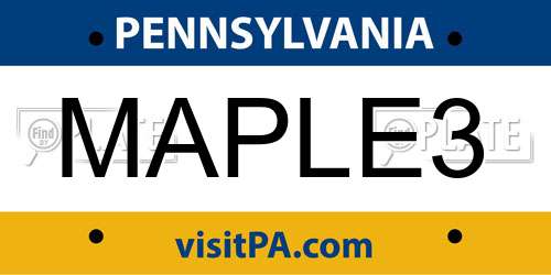 MAPLE3 Pennsylvania License Plate