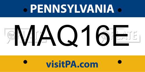 MAQ16E Pennsylvania License Plate