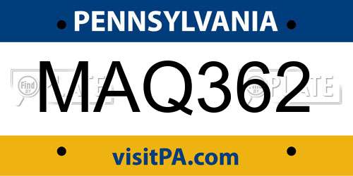 MAQ362 Pennsylvania License Plate