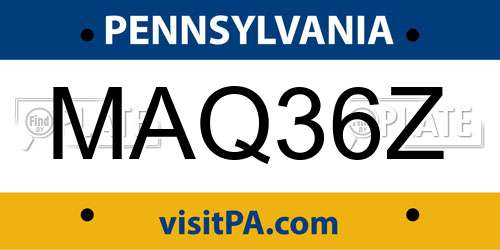 MAQ36Z Pennsylvania License Plate