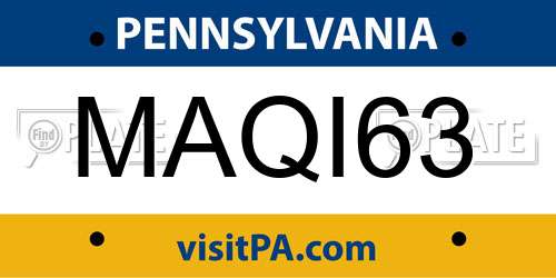MAQI63 Pennsylvania License Plate