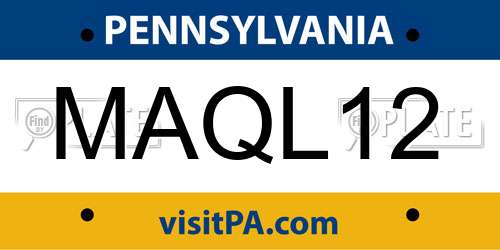MAQL12 Pennsylvania License Plate